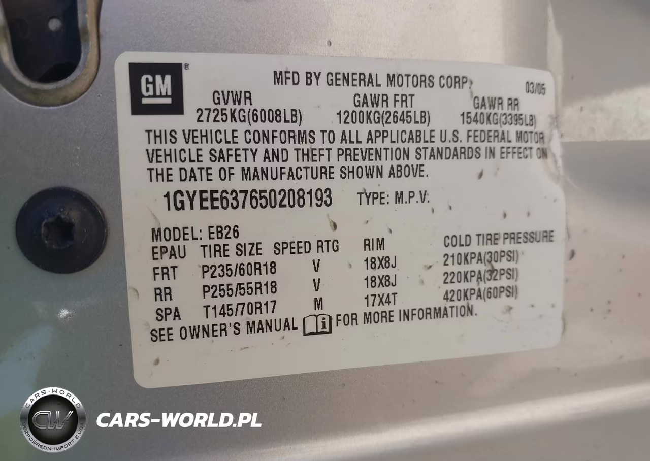 2005 Cadillac Srx V6 VIN:1GYEE637650208193 - 9