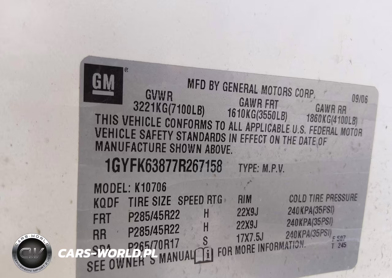2007 Cadillac Escalade Standard VIN:1GYFK63877R267158 - 9