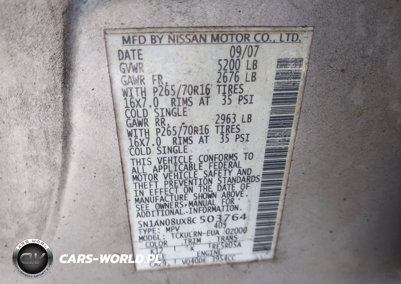 2008 Nissan Xterra S VIN:5N1AN08UX8C503764 - 9