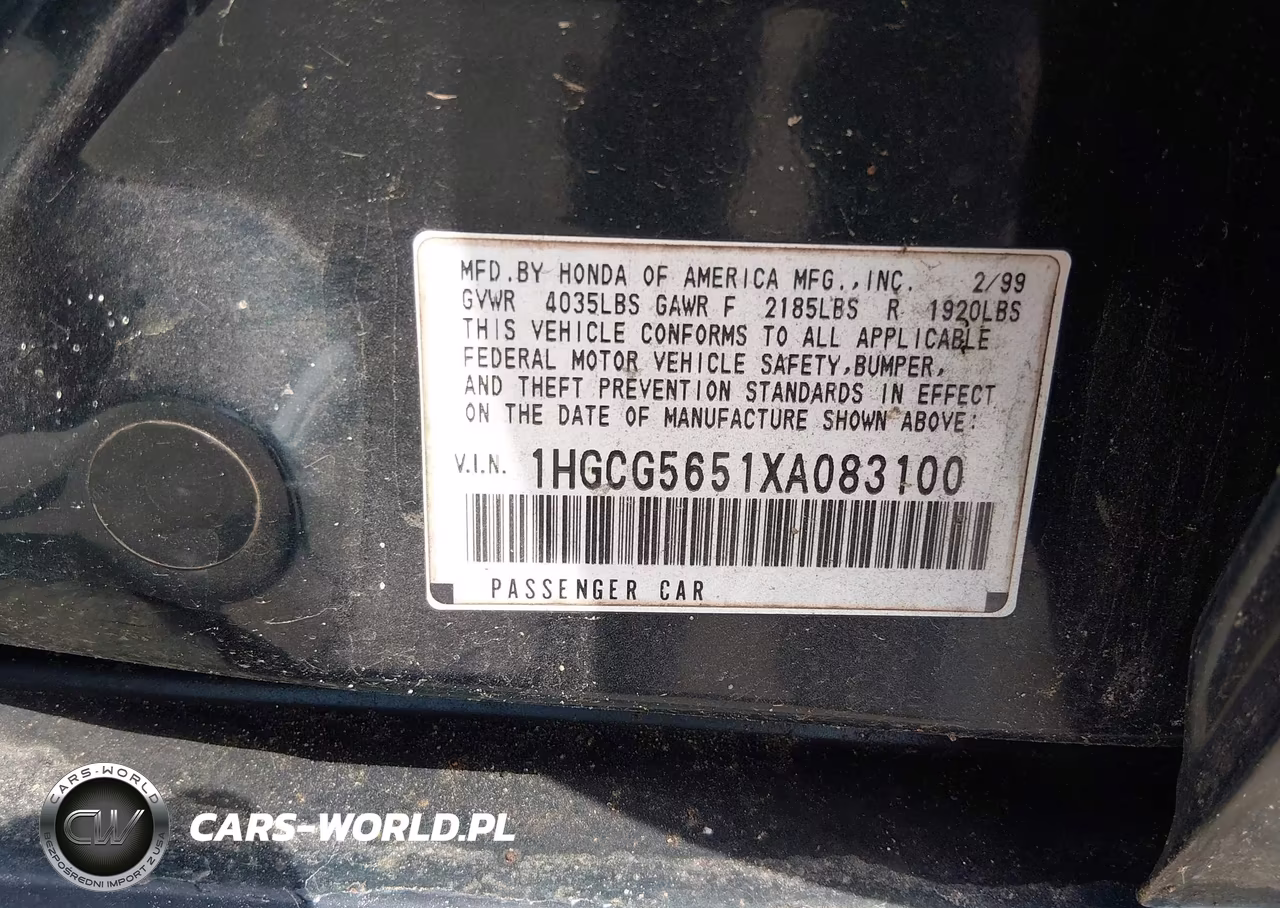 1999 Honda Accord Ex VIN:1HGCG5651XA083100 - 9