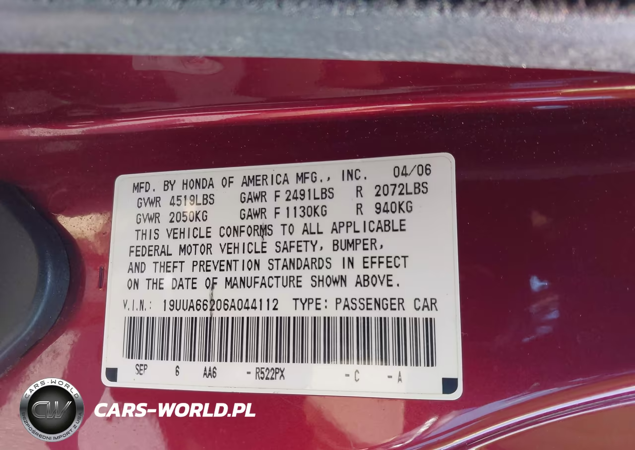 2006 Acura Tl VIN:19UUA66206A044112 - 9
