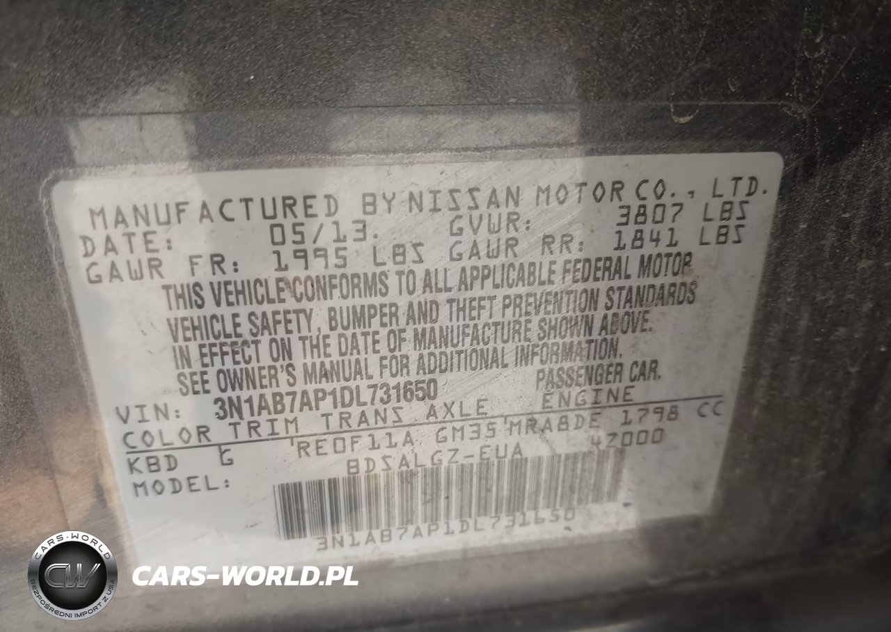 2013 Nissan Sentra Sl VIN:3N1AB7AP1DL731650 - 9