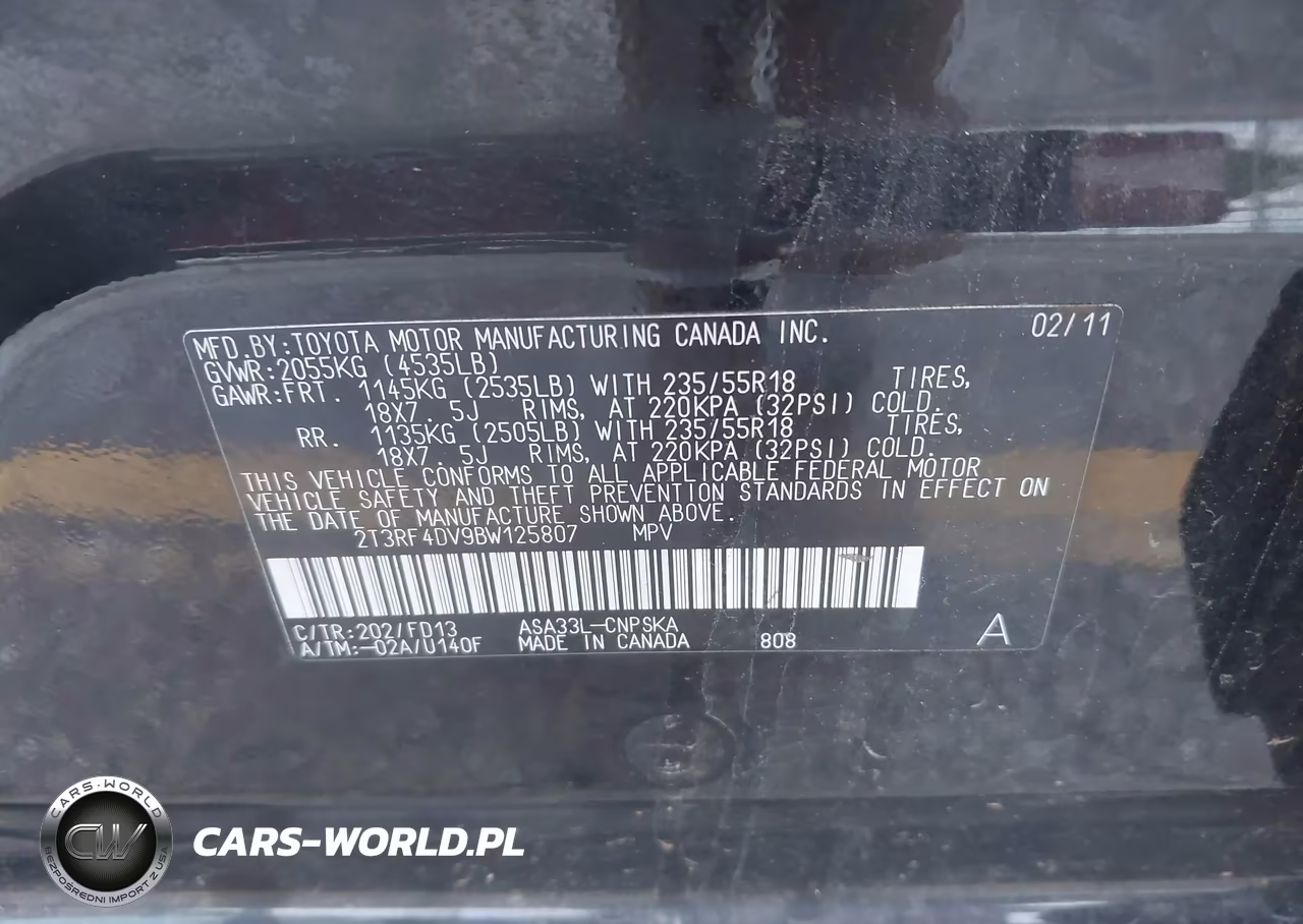 2011 Toyota Rav4 Sport VIN:2T3RF4DV9BW125807 - 9