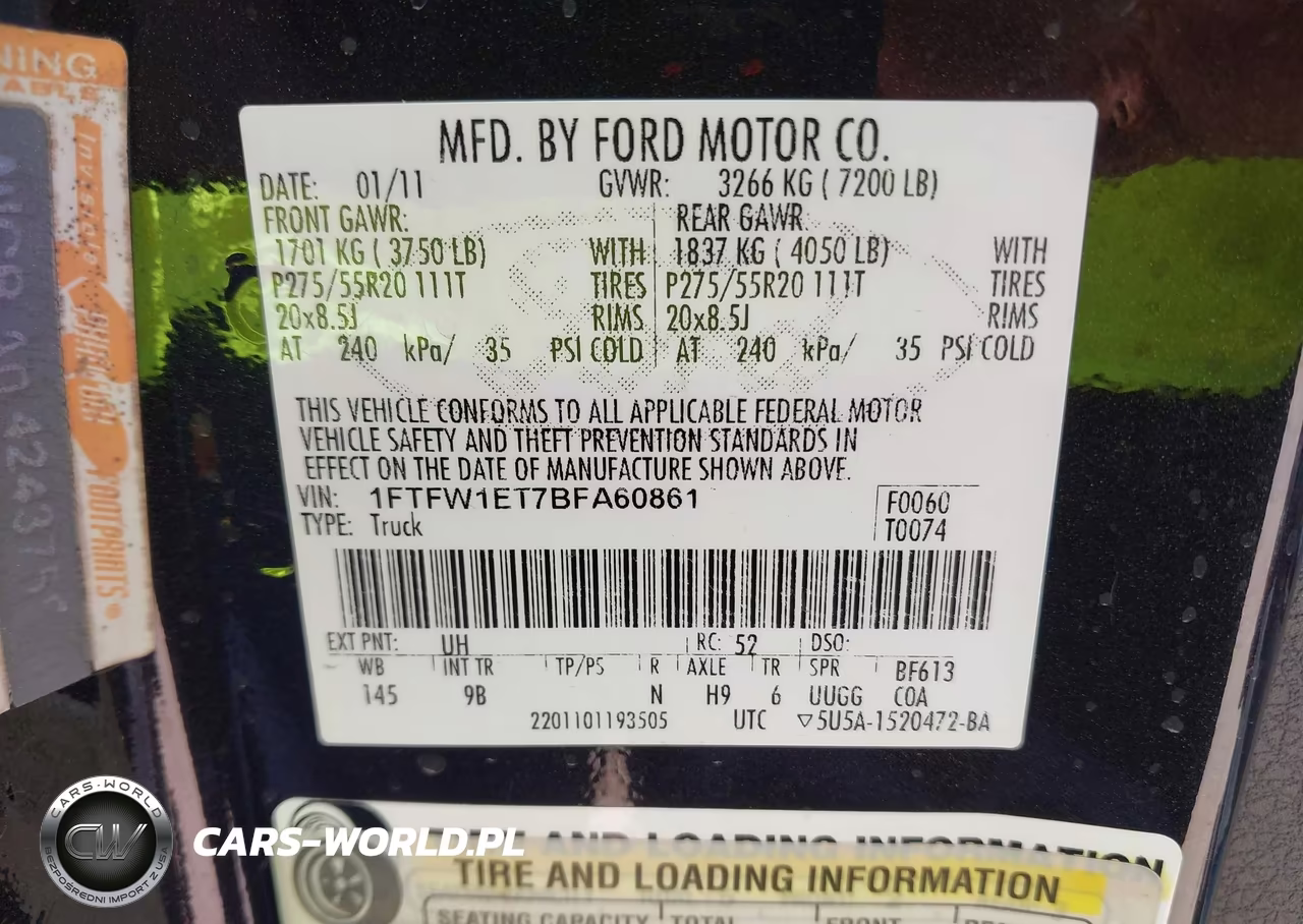 2011 Ford F-150 Platinum VIN:1FTFW1ET7BFA60861 - 9