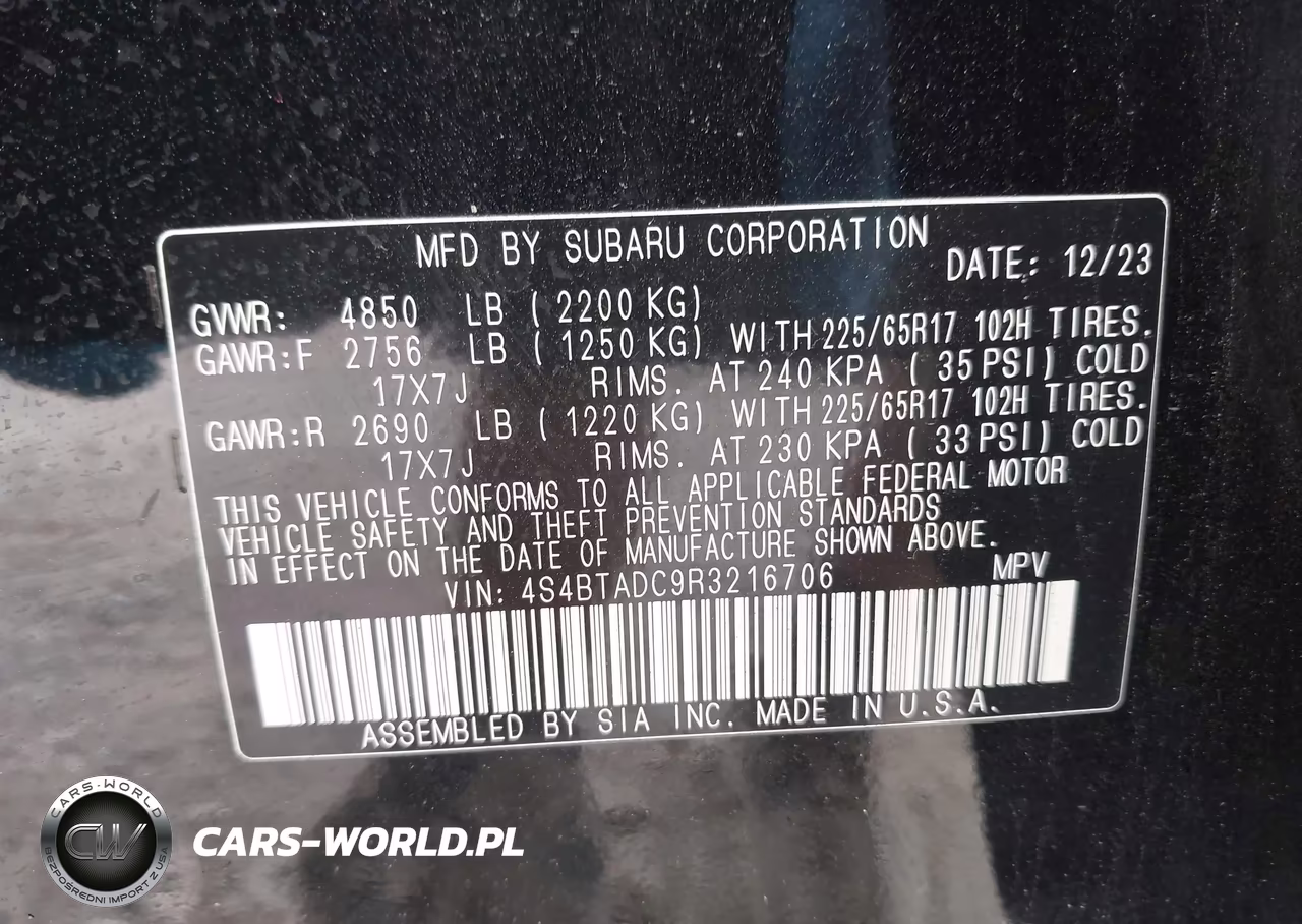 2024 Subaru Outback Premium VIN:4S4BTADC9R3216706 - 9