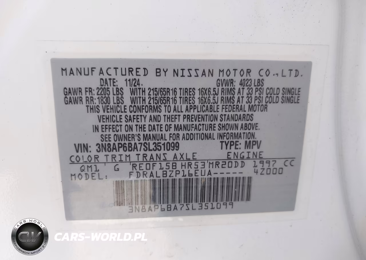2025 Nissan Kicks S Fwd VIN:3N8AP6BA7SL351099 - 9