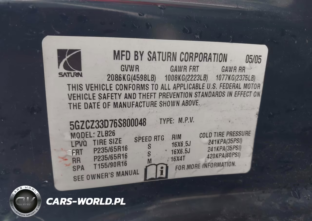 2006 Saturn Vue 4 Cyl VIN:5GZCZ33D76S800048 - 9