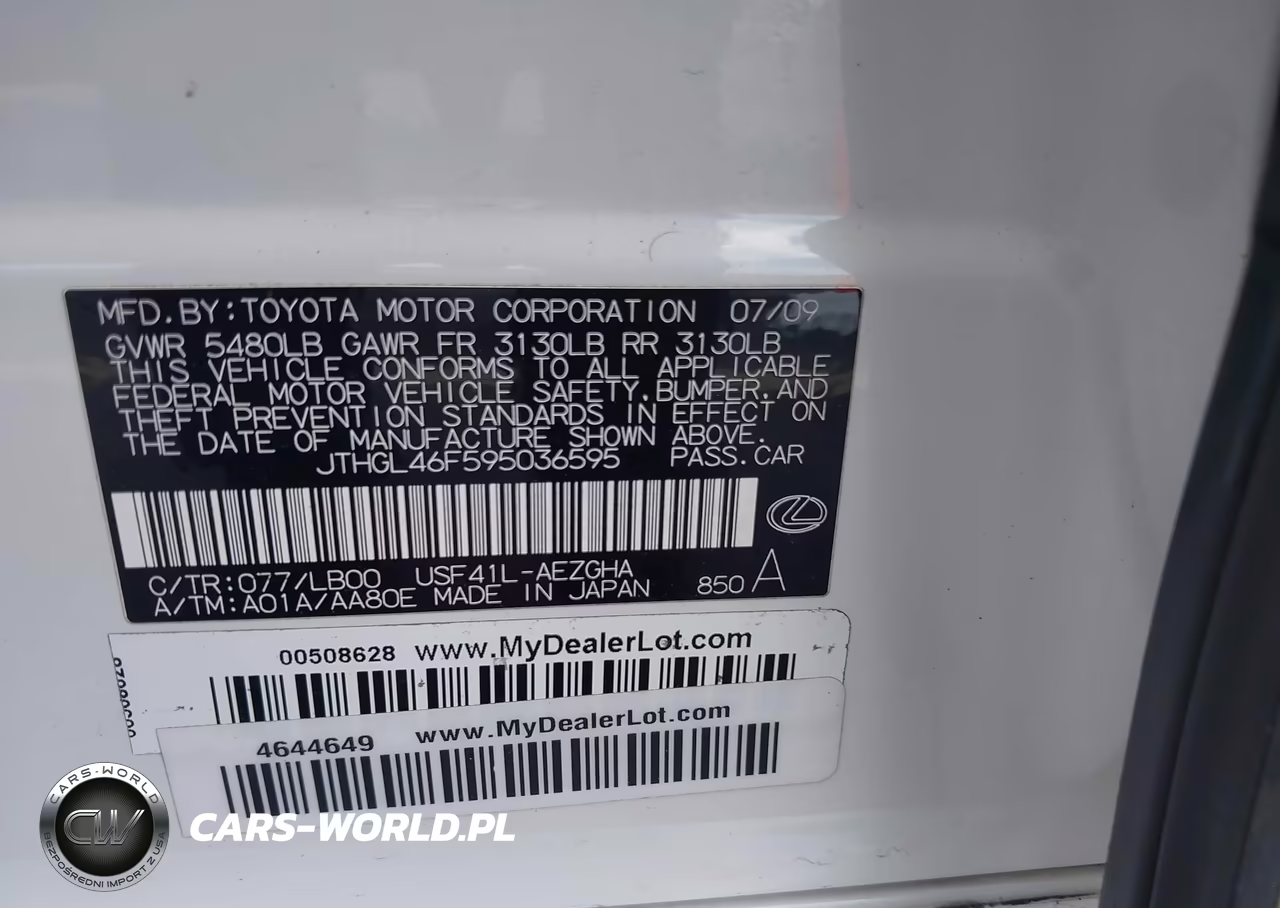 2009 Lexus Ls 460L VIN:JTHGL46F595036595 - 9