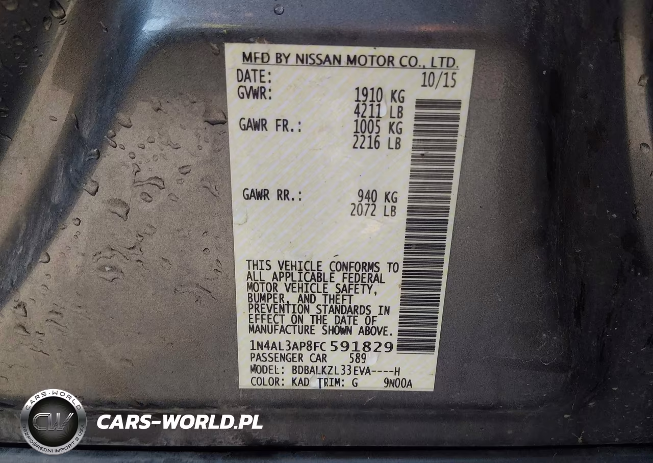 2015 Nissan Altima 2.5 Sv VIN:1N4AL3AP8FC591829 - 9