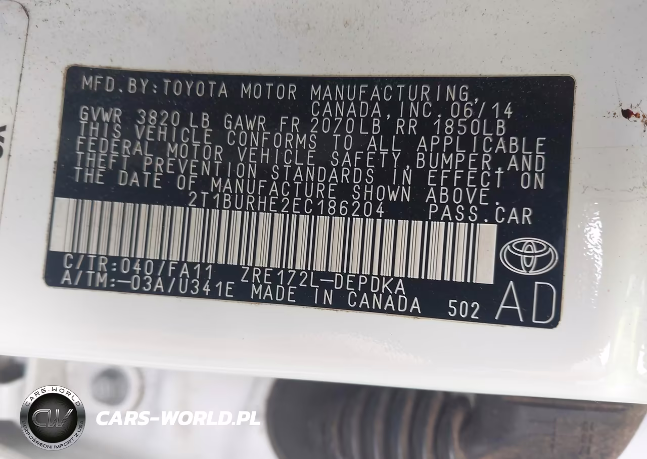 2014 Toyota Corolla L VIN:2T1BURHE2EC186204 - 9