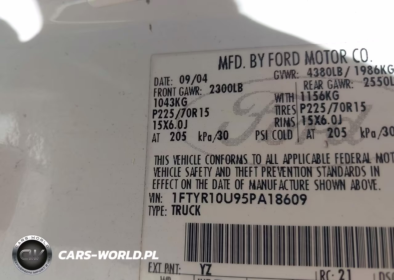 2005 Ford Ranger Edge-Stx-Xl-Xls-Xlt VIN:1FTYR10U95PA18609 - 9