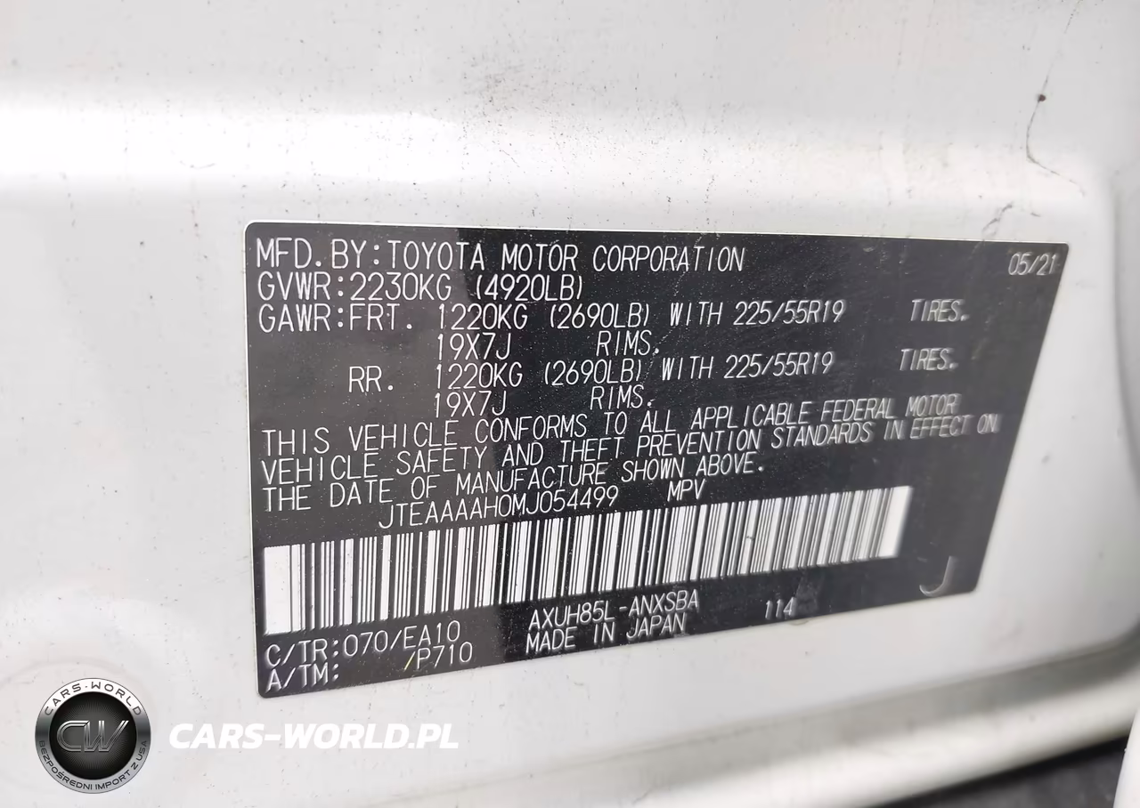 2021 Toyota Venza Limited VIN:JTEAAAAH0MJ054499 - 9