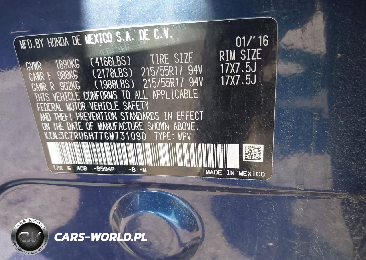2016 Honda Hr-V Ex-L VIN:3CZRU6H77GM731090 - 9