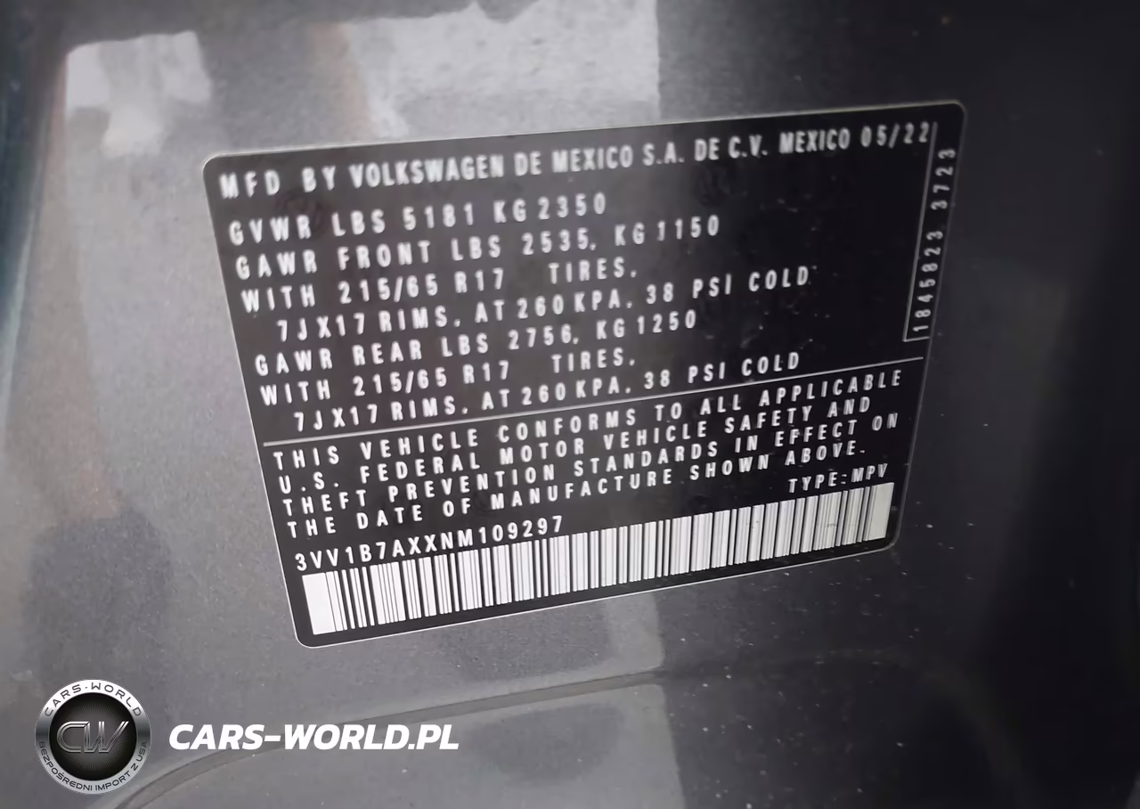 2022 Volkswagen Tiguan 2.0T S VIN:3VV1B7AXXNM109297 - 9