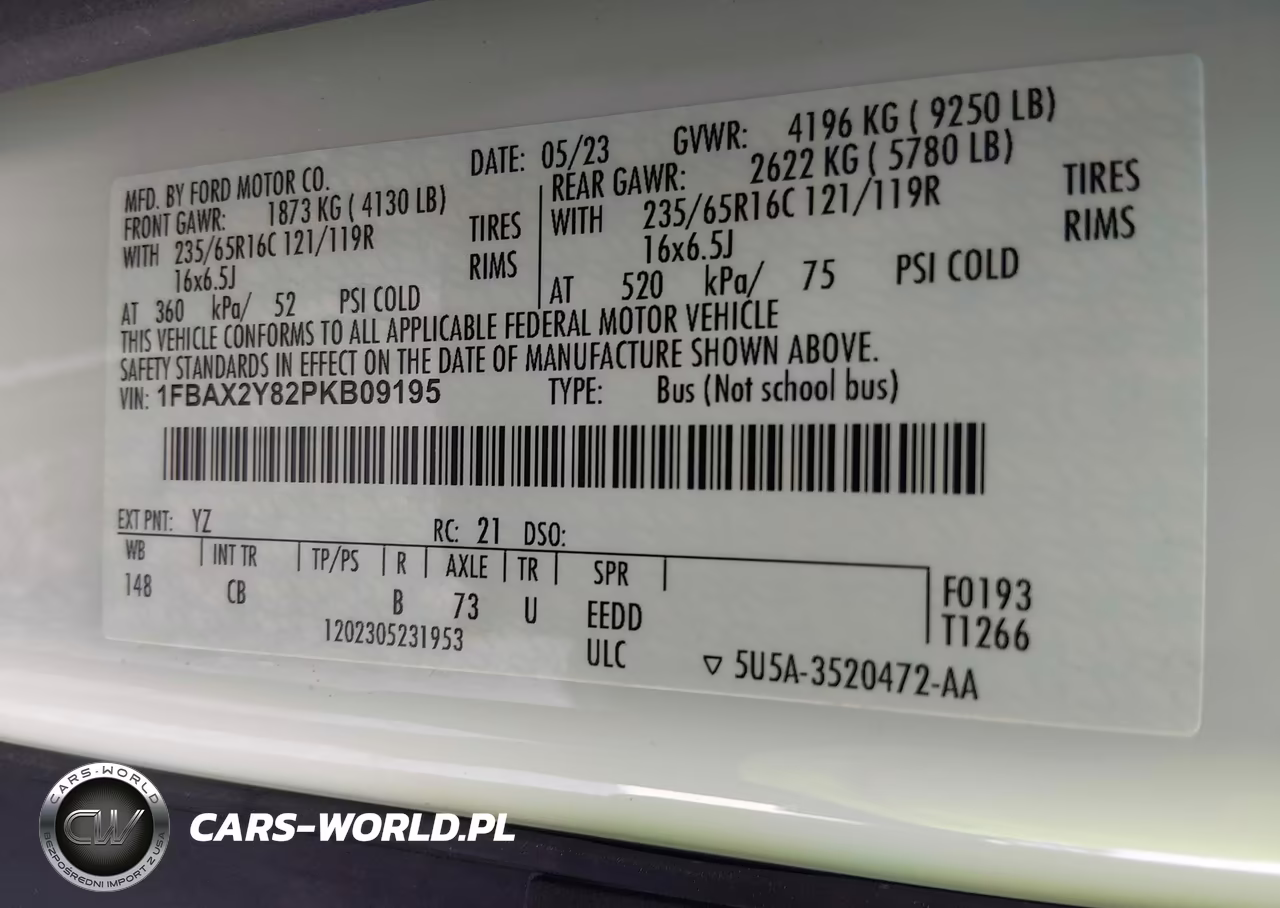 2023 Ford Transit-350 Passenger Van Xlt VIN:1FBAX2Y82PKB09195 - 9