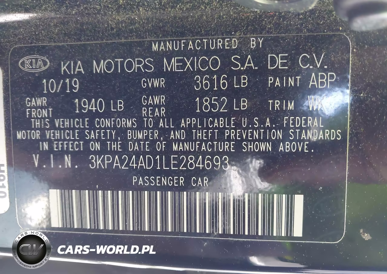 2020 Kia Rio S VIN:3KPA24AD1LE284693 - 9