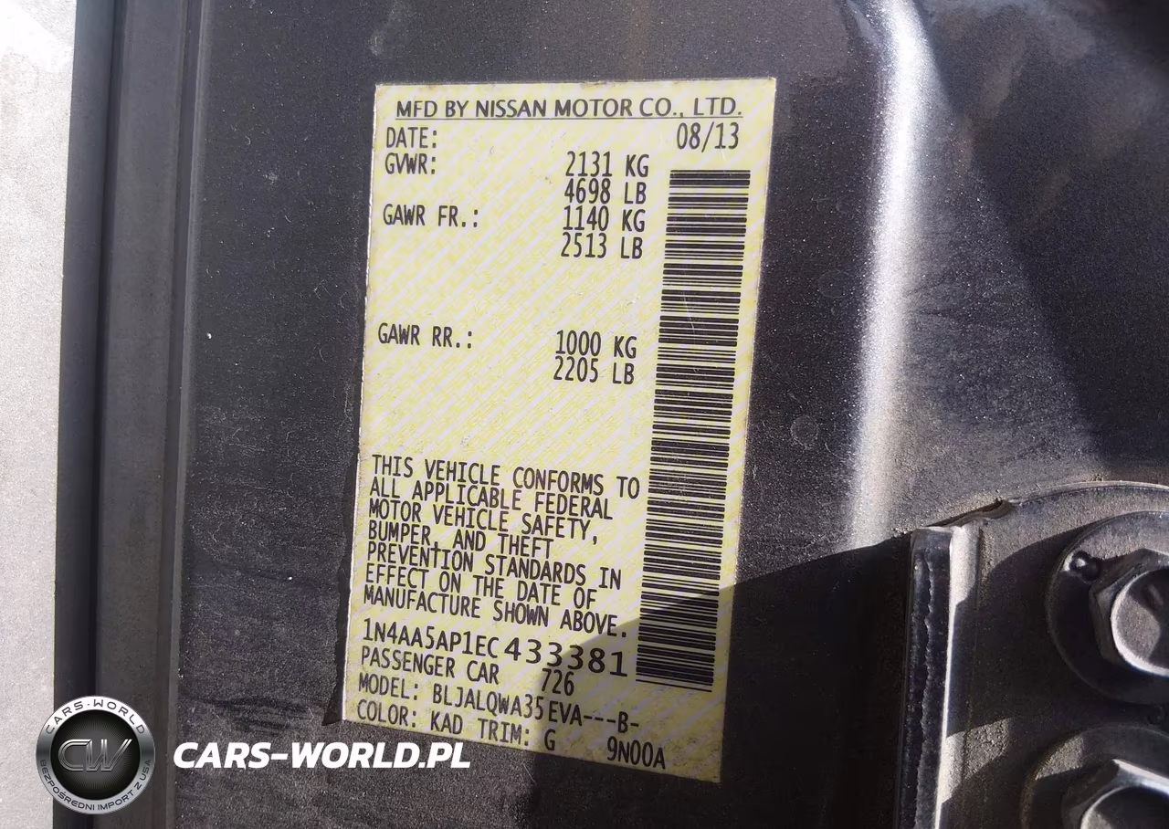 2014 Nissan Maxima 3.5 S VIN:1N4AA5AP1EC433381 - 9