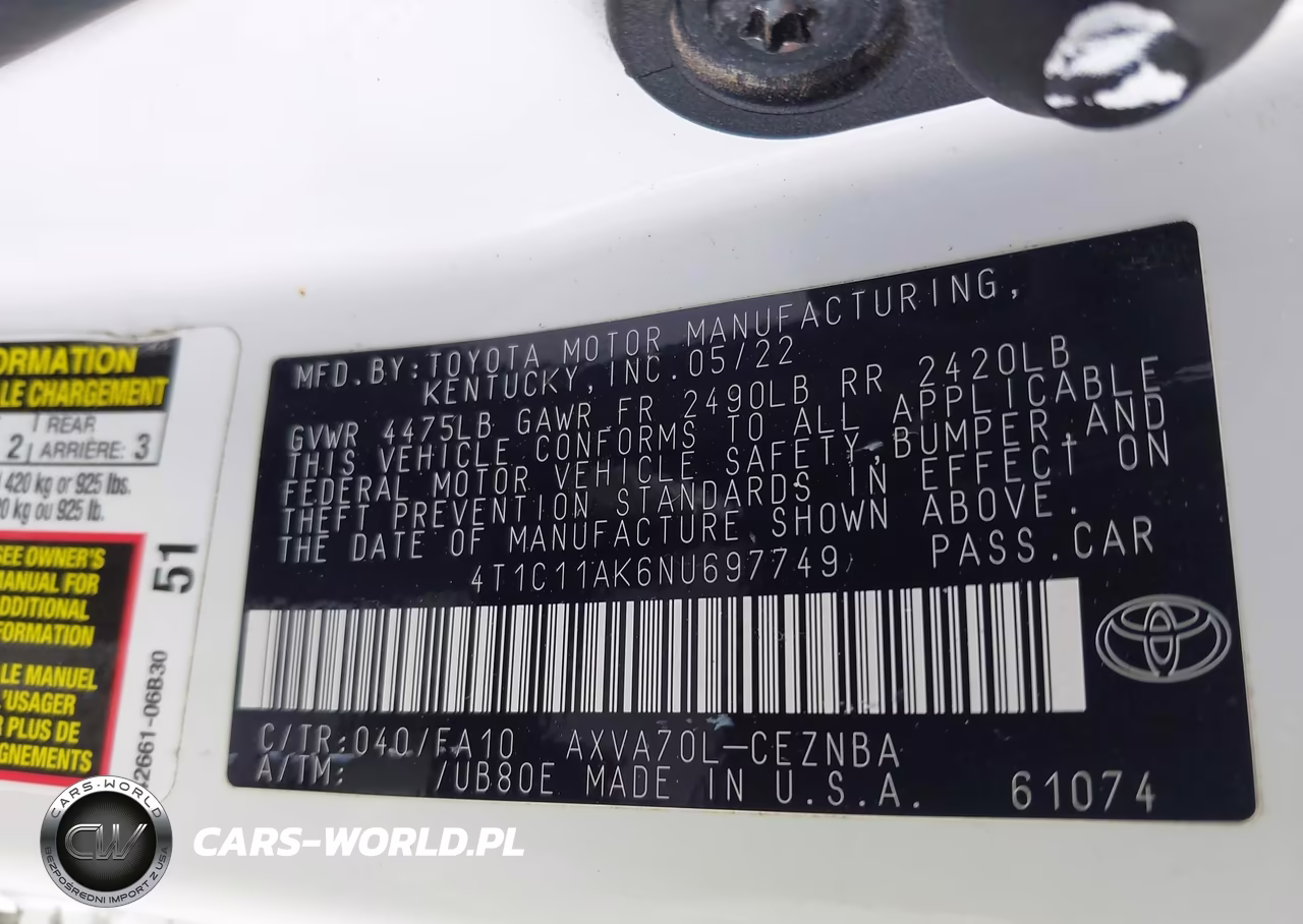 2022 Toyota Camry Le VIN:4T1C11AK6NU697749 - 9