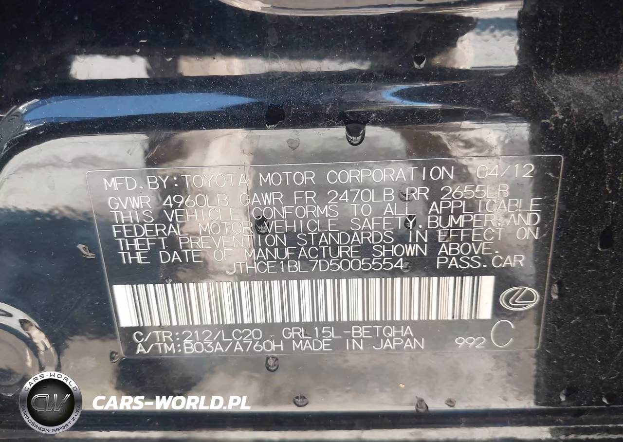 2013 Lexus Gs 350 VIN:JTHCE1BL7D5005554 - 9