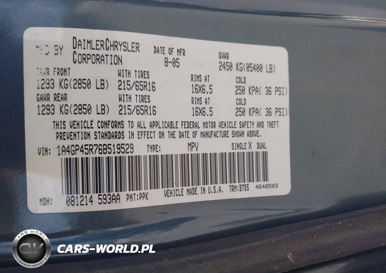 2006 Chrysler Town & Country VIN:1A4GP45R76B519529 - 9