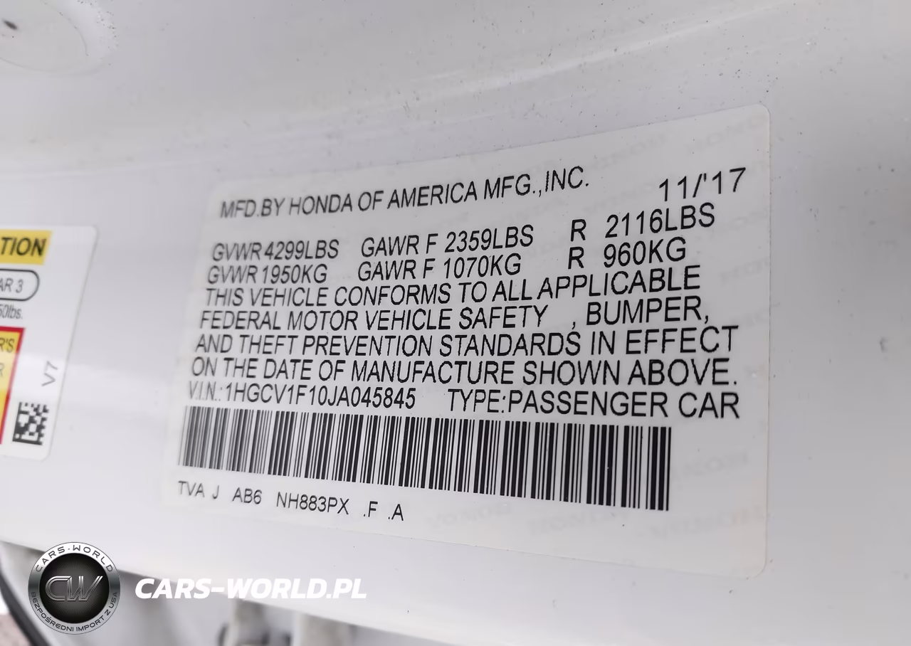 2018 Honda Accord Lx VIN:1HGCV1F10JA045845 - 8