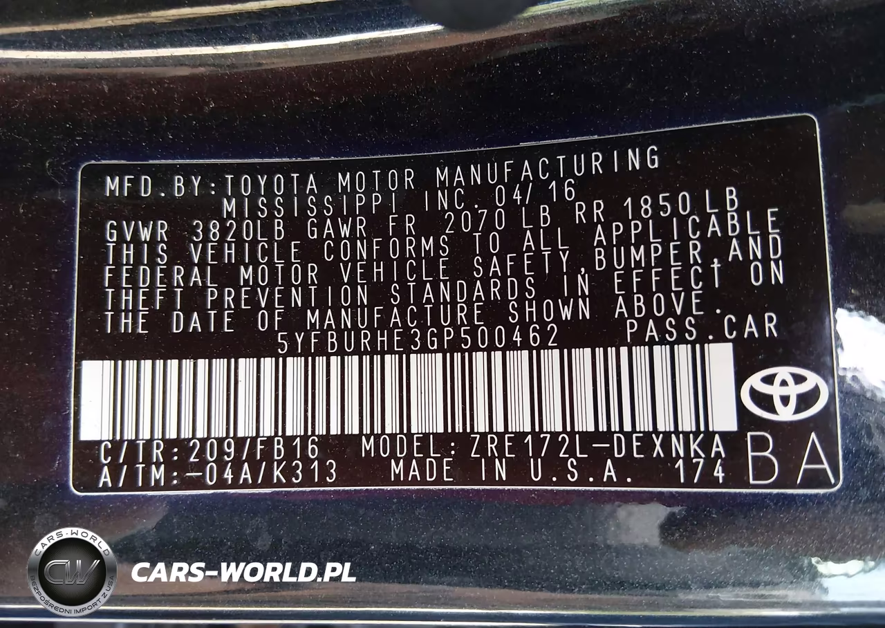 2016 Toyota Corolla Le VIN:5YFBURHE3GP500462 - 9