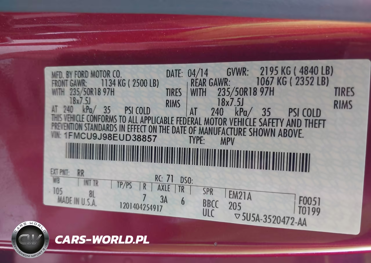 2014 Ford Escape Titanium VIN:1FMCU9J98EUD38857 - 9
