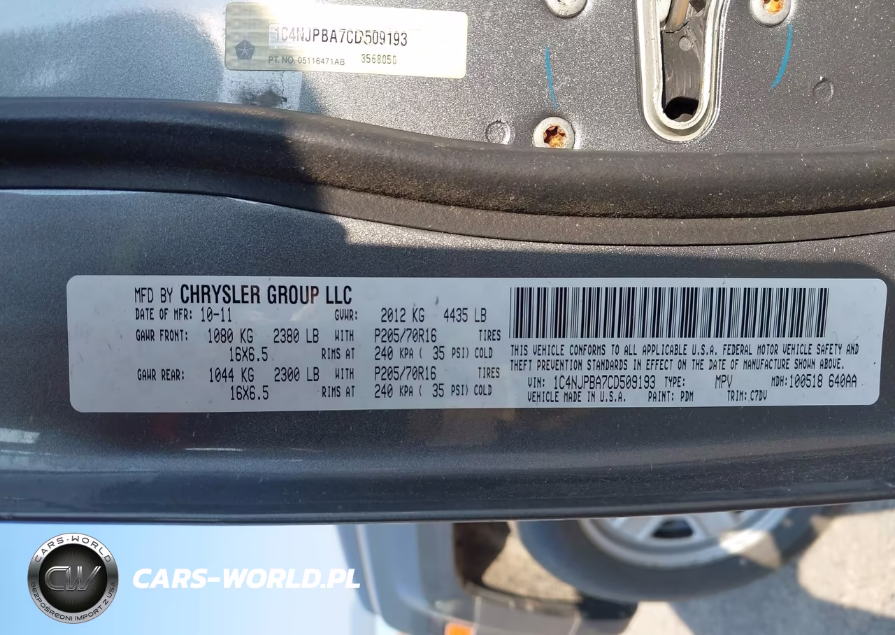 2012 Jeep Patriot Sport VIN:1C4NJPBA7CD509193 - 9