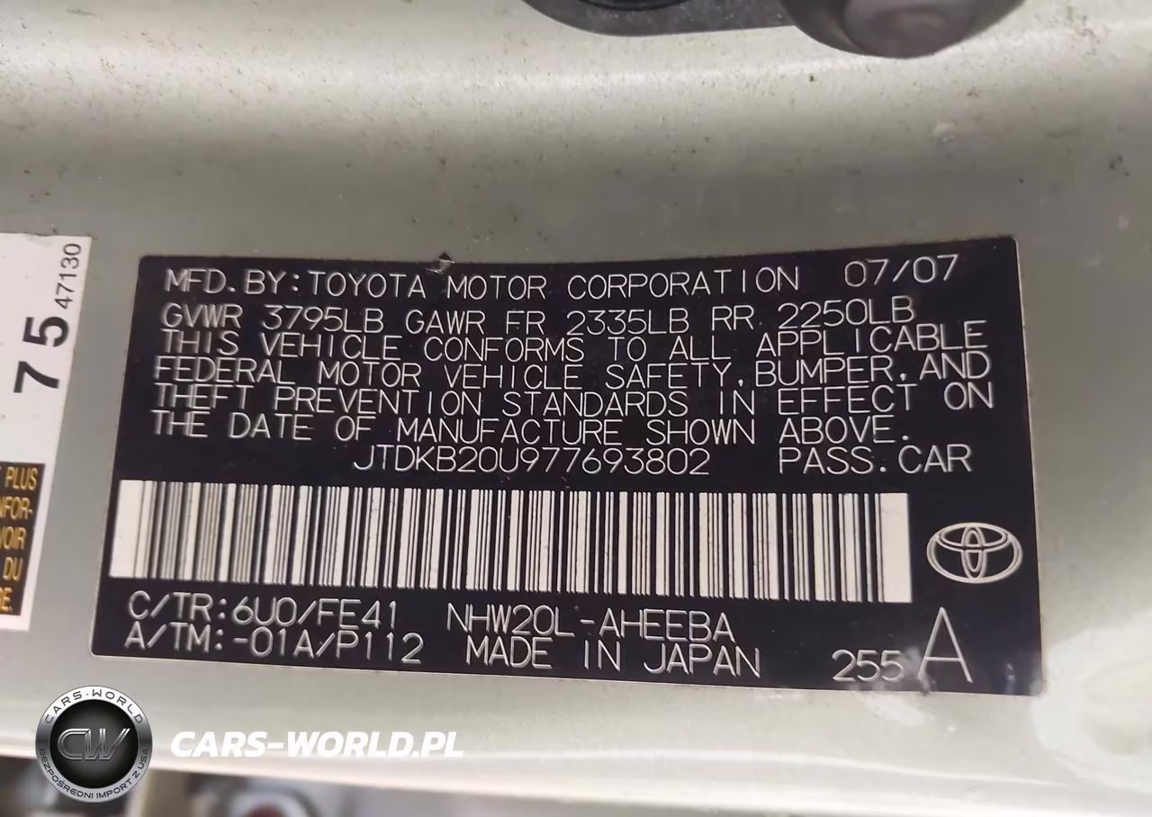 2007 Toyota Prius VIN:JTDKB20U977693802 - 9