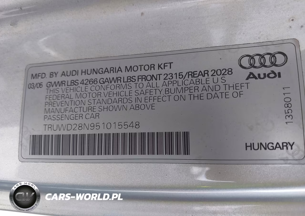 2005 Audi Tt 3.2L VIN:TRUWD28N951015548 - 9