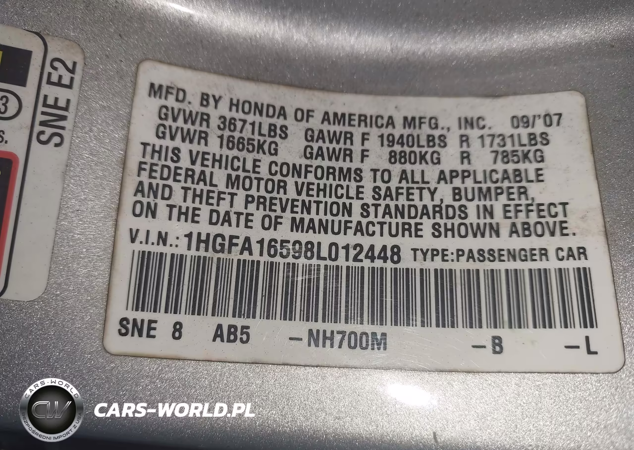 2008 Honda Civic Lx VIN:1HGFA16598L012448 - 9