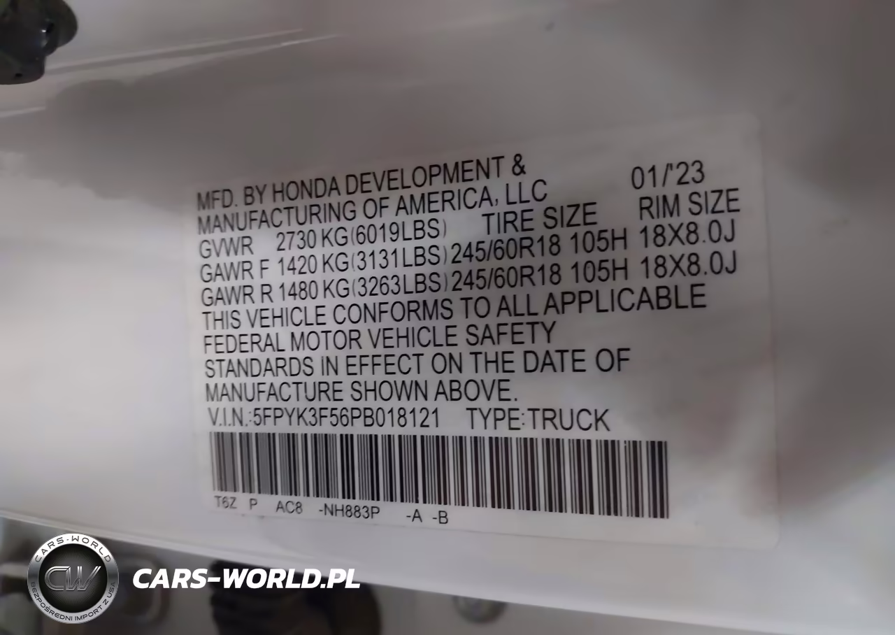 2023 Honda Ridgeline Rtl VIN:5FPYK3F56PB018121 - 9