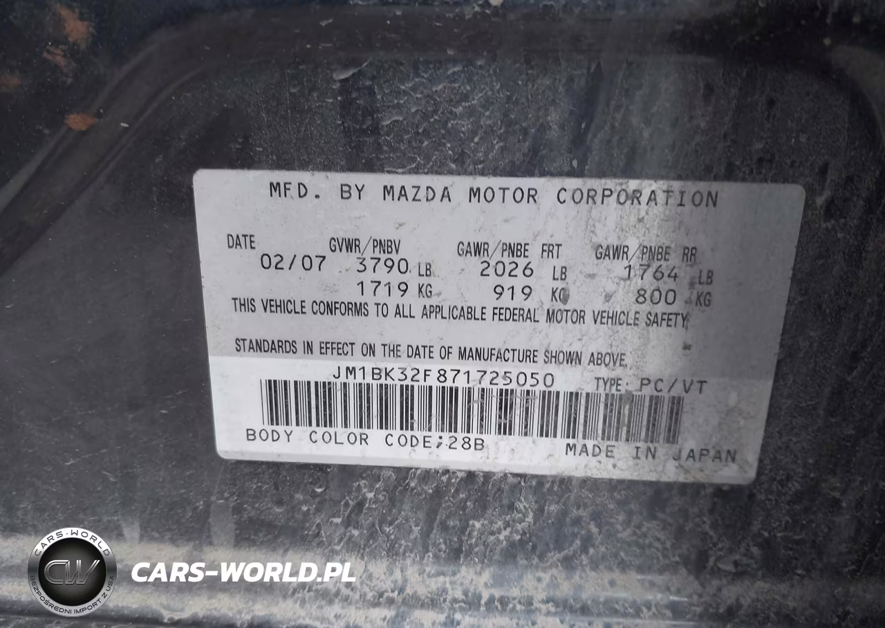 2007 Mazda Mazda3 I-I Sport VIN:JM1BK32F871725050 - 9