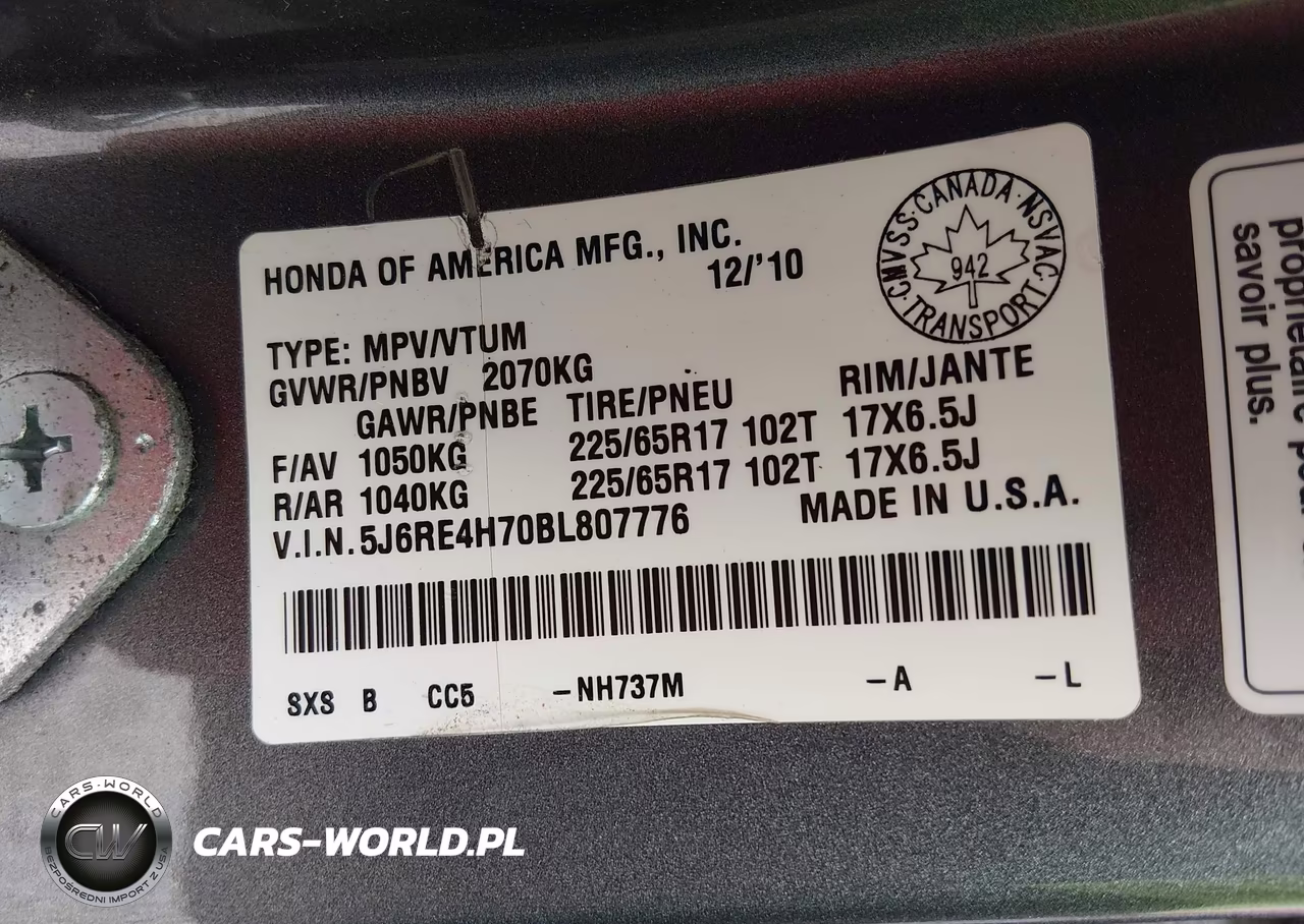 2011 Honda Cr-V Ex-L VIN:5J6RE4H70BL807776 - 9