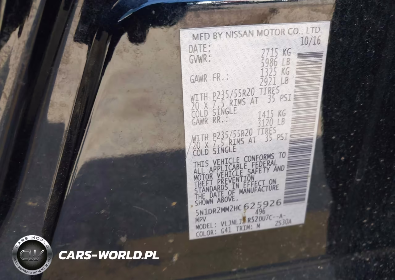 2017 Nissan Pathfinder Platinum VIN:5N1DR2MM2HC625926 - 9