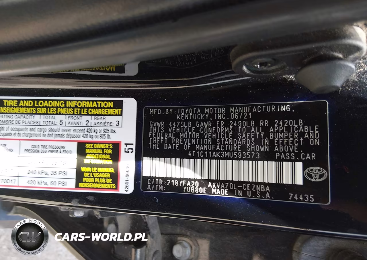 2021 Toyota Camry Le VIN:4T1C11AK3MU593573 - 9