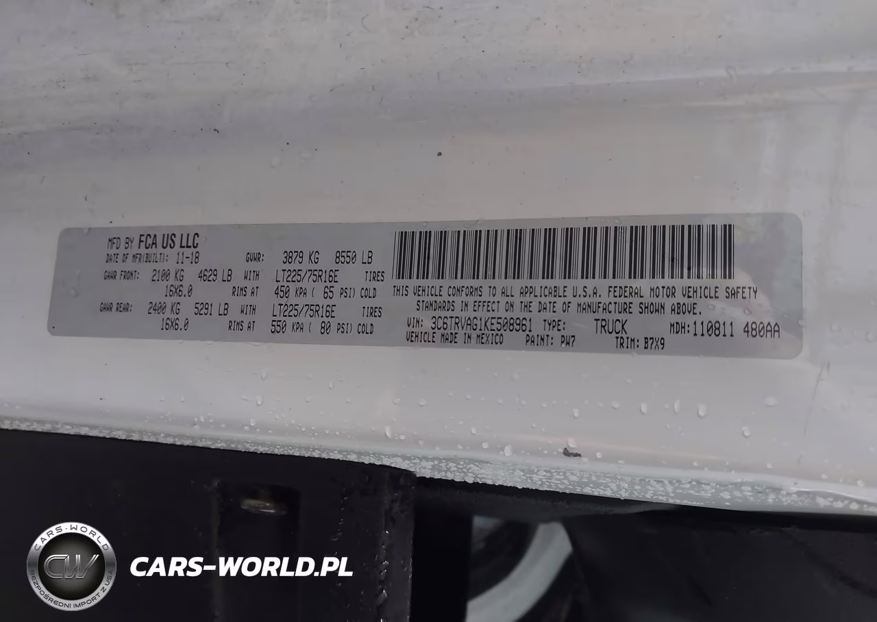 2019 Ram Promaster 1500 Low Roof 136 Wb VIN:3C6TRVAG1KE508961 - 9