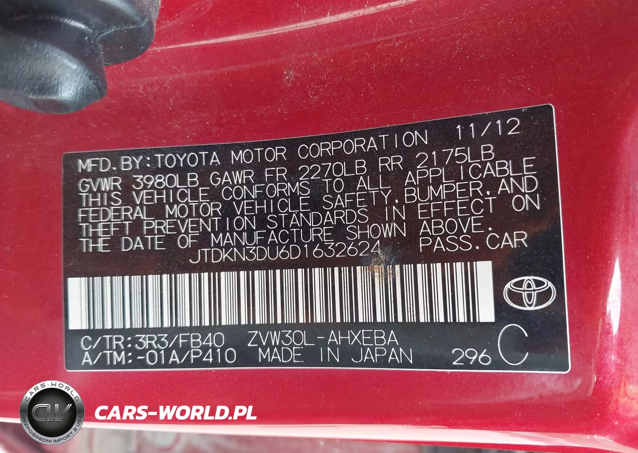 2013 Toyota Prius Two VIN:JTDKN3DU6D1632624 - 9
