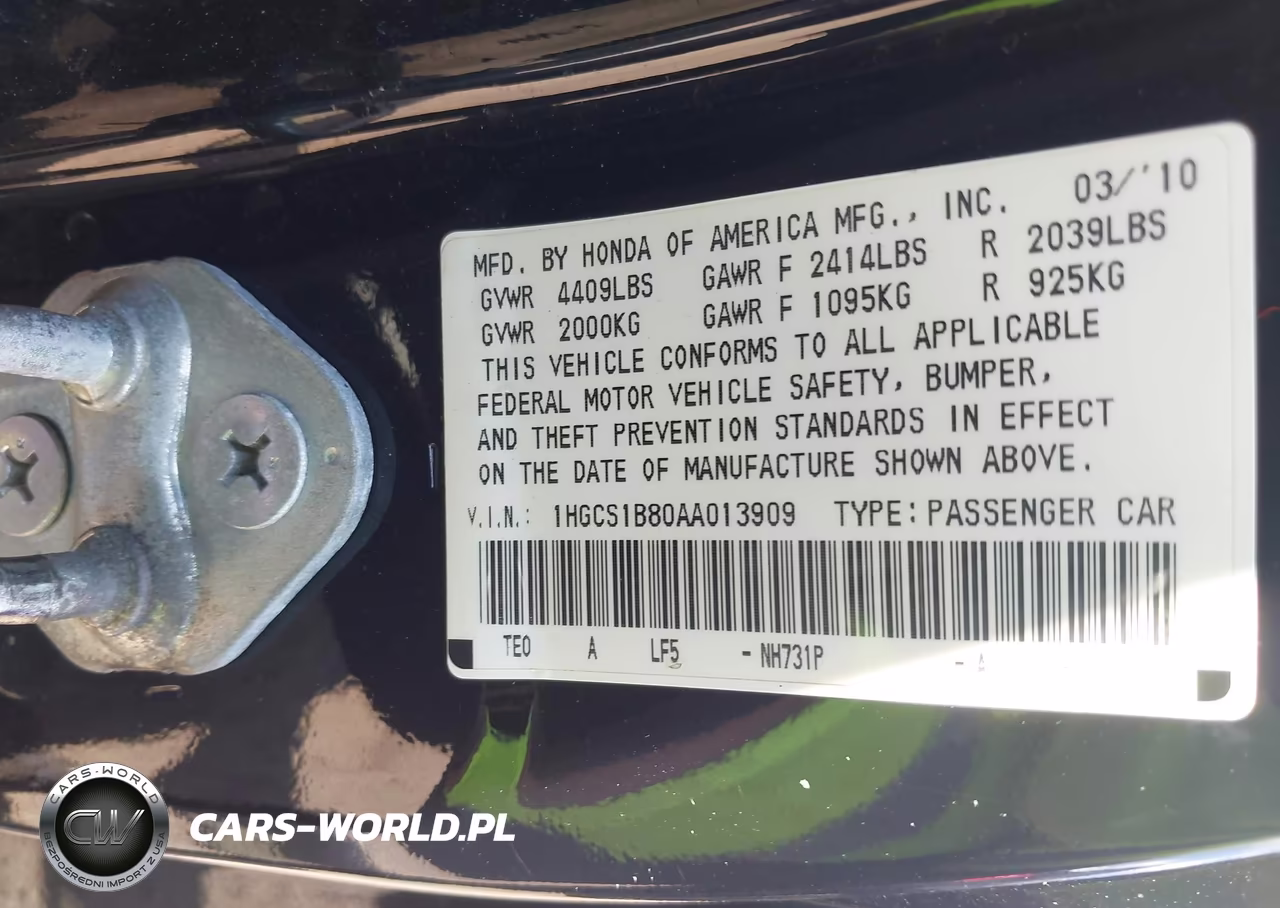 2010 Honda Accord 2.4 Ex-L VIN:1HGCS1B80AA013909 - 9