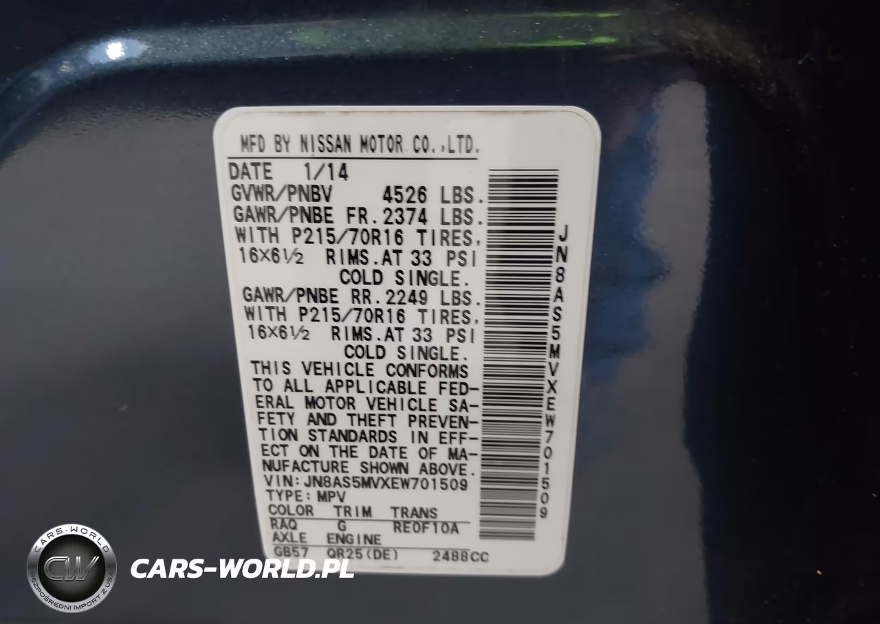 2014 Nissan Rogue Select S VIN:JN8AS5MVXEW701509 - 9