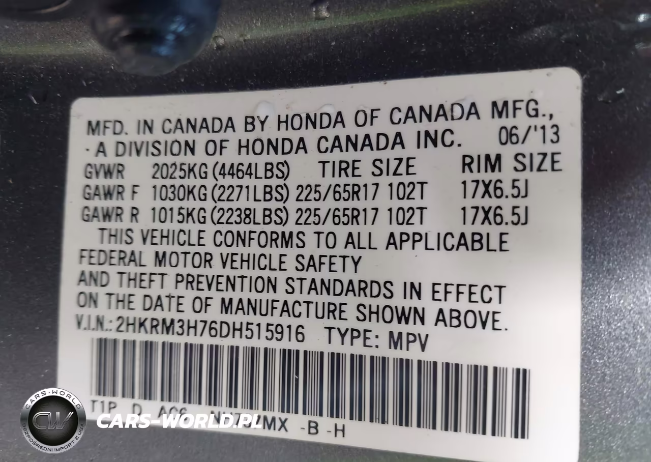 2013 Honda Cr-V Ex-L VIN:2HKRM3H76DH515916 - 9