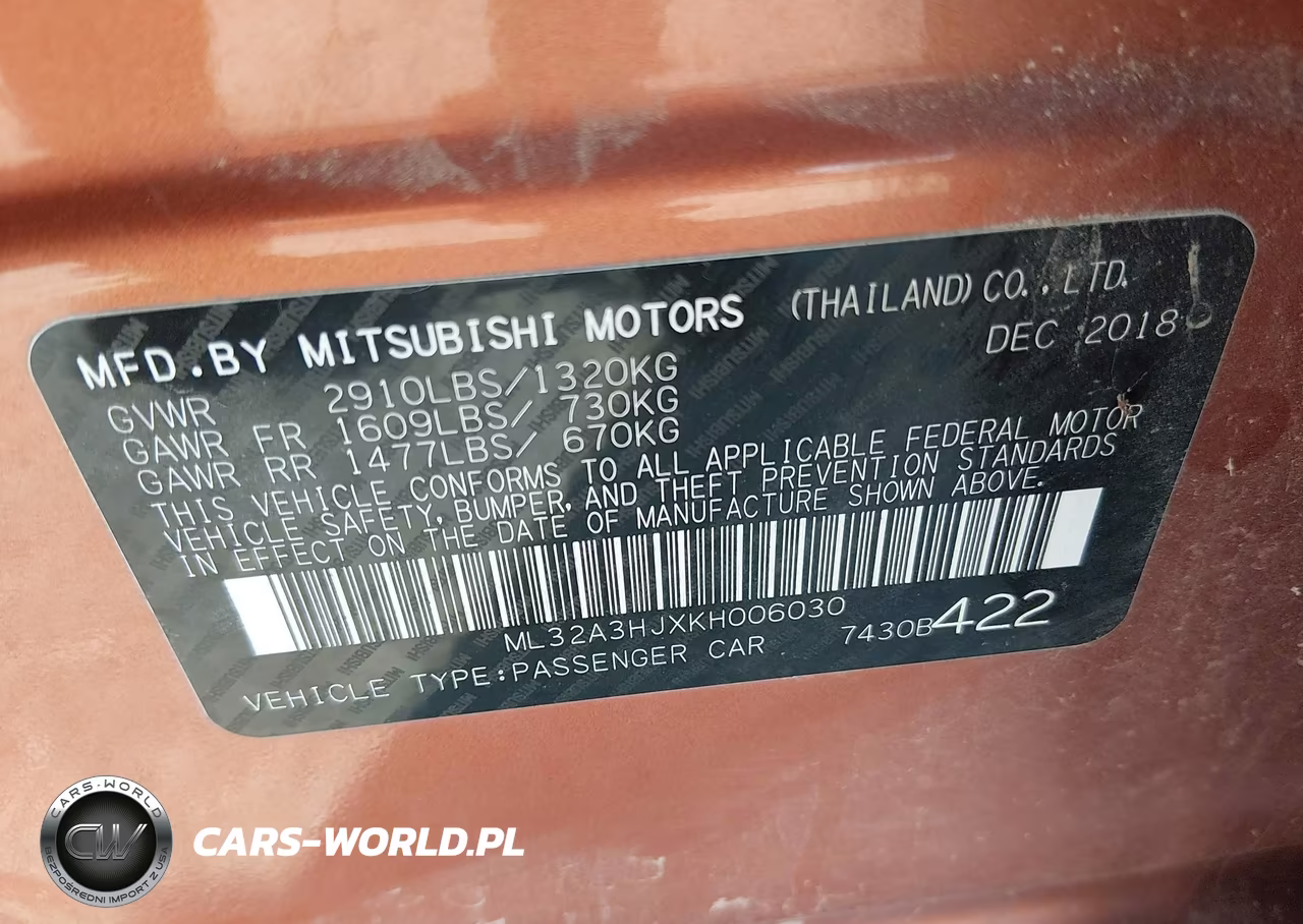 2019 Mitsubishi Mirage Es VIN:ML32A3HJXKH006030 - 9