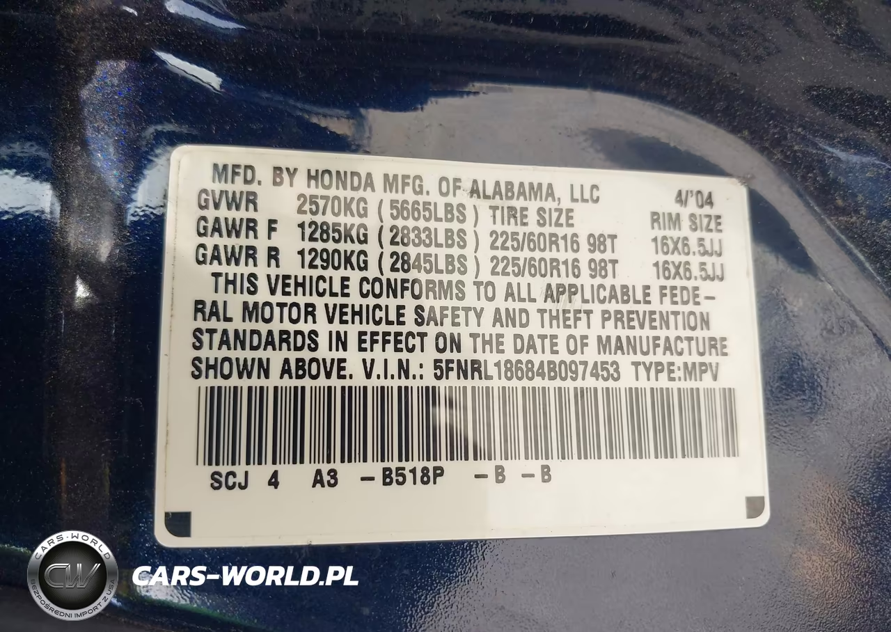 2004 Honda Odyssey Ex VIN:5FNRL18684B097453 - 9