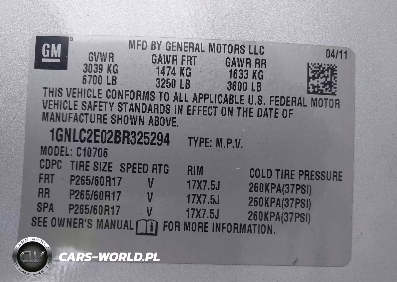 2011 Chevrolet Tahoe Commercial VIN:1GNLC2E02BR325294 - 9