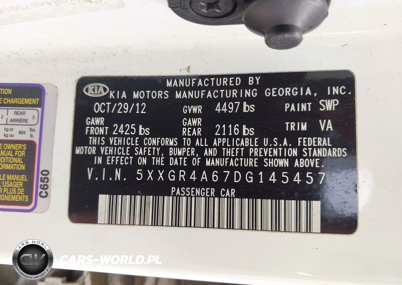 2013 Kia Optima Sx VIN:5XXGR4A67DG145457 - 9