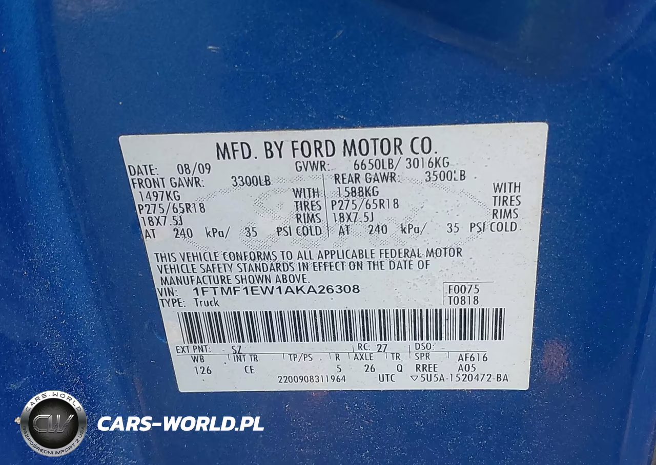 2010 Ford F-150 Stx-Xl-Xl W-Mid-Box Prep-Xlt-Xlt W-Mid-Box Prep VIN:1FTMF1EW1AKA26308 - 9