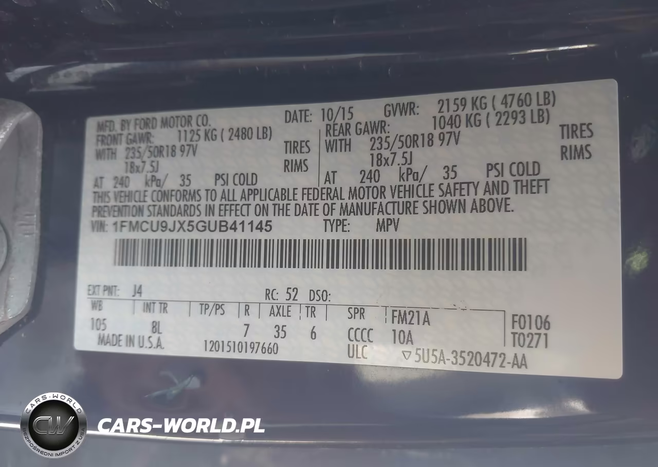 2016 Ford Escape Titanium VIN:1FMCU9JX5GUB41145 - 9