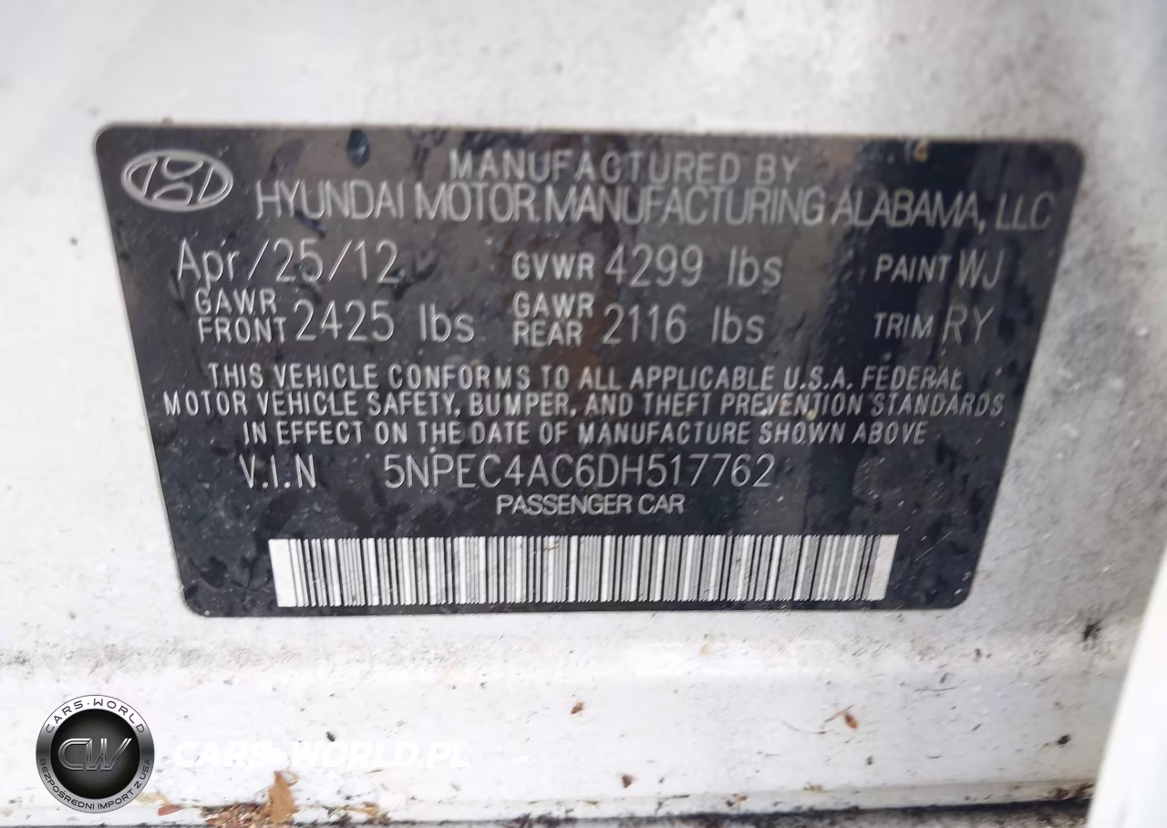 2013 Hyundai Sonata Limited VIN:5NPEC4AC6DH517762 - 9