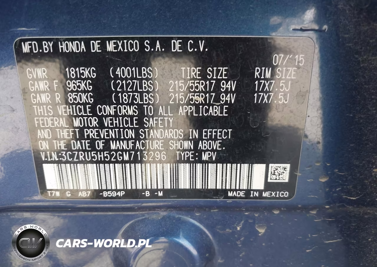 2016 Honda Hr-V Ex VIN:3CZRU5H52GM713296 - 9