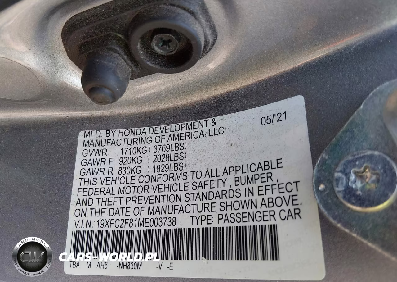 2021 Honda Civic Sport VIN:19XFC2F81ME003738 - 9